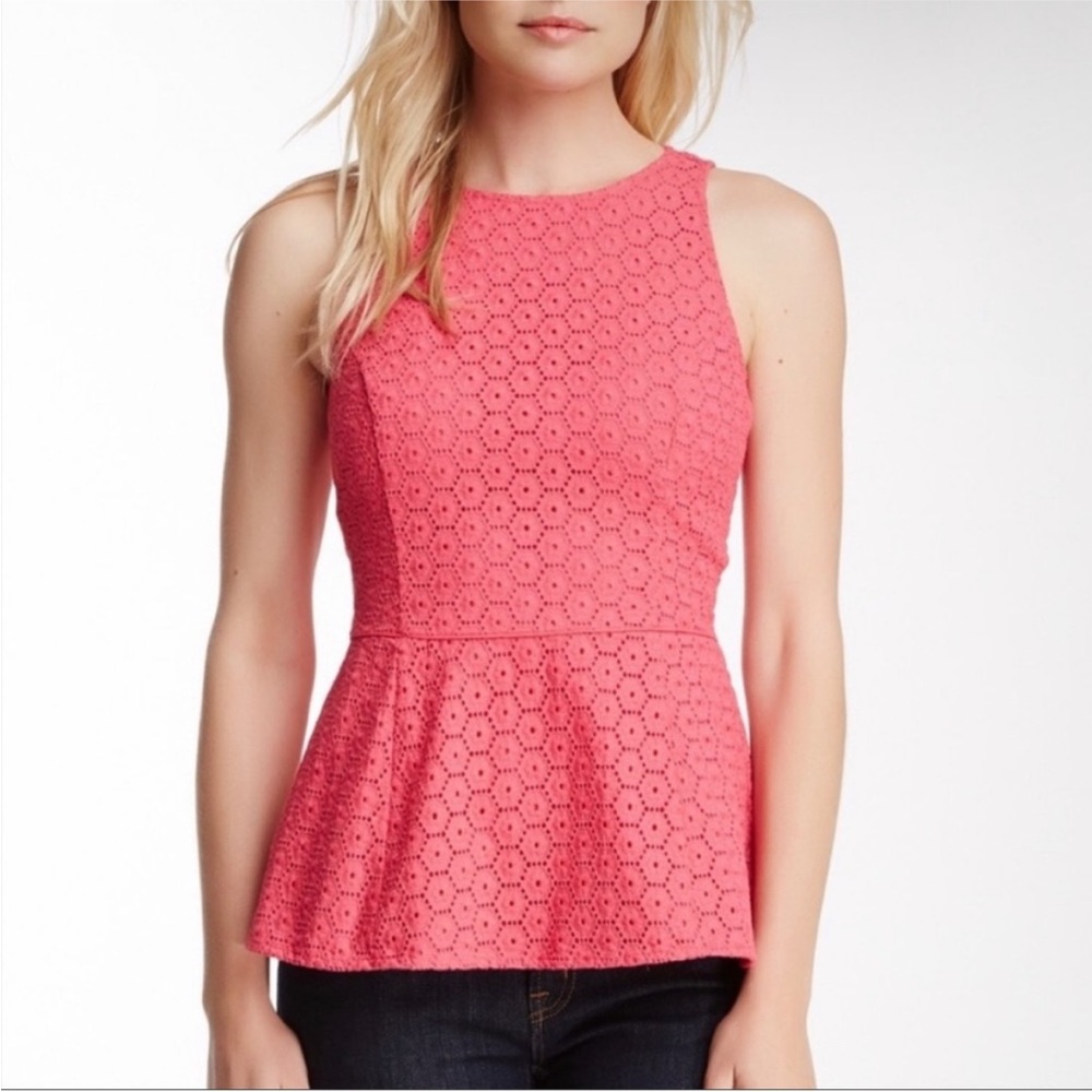 C Wonder pink peplum top, size 6